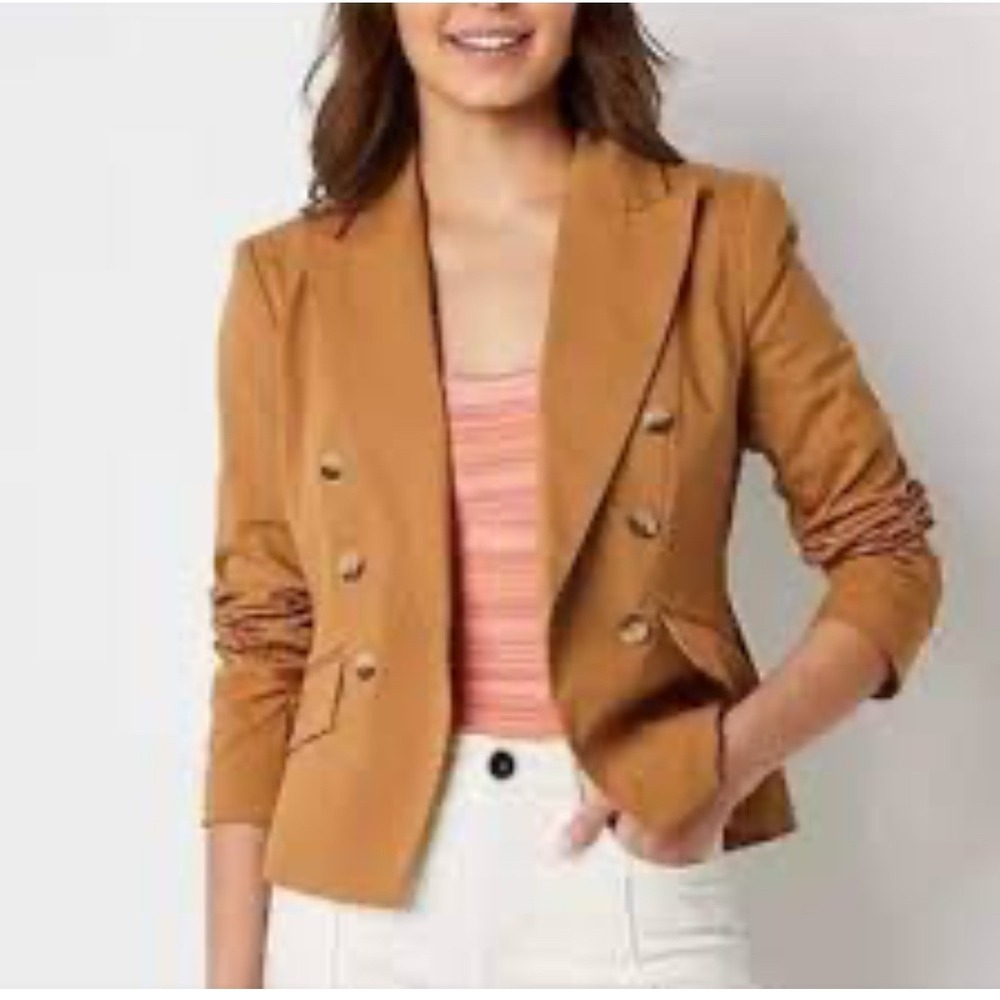 Ryegrass Double Breasted Blazer Tobacco Brown Size 16 NWT‎